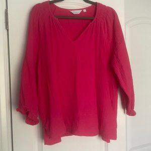 EUC Encore by Idina Menzel Gauze top.  Sz L Deep Pink